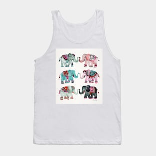 turquoise red elephants Tank Top
